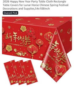 3x 3pk Chinese New Year Tablecloths  54x108