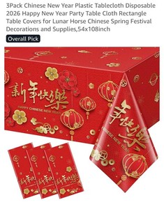 3x 3pk Chinese New Year Tablecloths  54x109