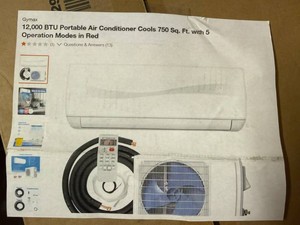 Gymax 12,000 BTU Portable Air Conditioner-Inside Unit Only