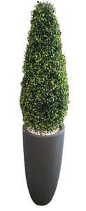 G - Artificial Boxwood Topiary Tree in Tall Planter - 51 H