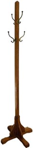 E - Coat Rack - Oak Hall Tree With Brass Hooks 70 H