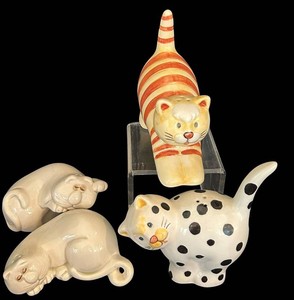 K - Salt & Pepper Shakers - Vintage Ceramic Cat Group of 4