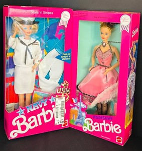 O - Vintage Barbie Dolls - Navy Barbie & Parisian Barbie (Lot of 2)
