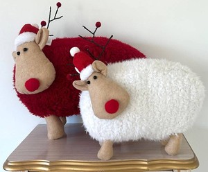 O - Stuffed Holiday Sheep Decor (Lot of 2)