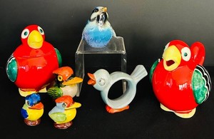O - Vintage Ceramic Bird Figurines & Novelty Pottery 7-Piece Mixed Lot