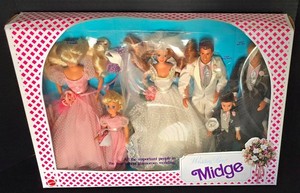 K - Vintage Doll Set - Mattel Midge Wedding Party 6-Piece New in Box