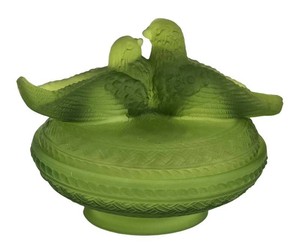 K - Vintage Covered Candy Dish - Westmoreland Love Birds