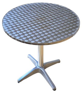 K - Round Decorative Table - Silver-Tone Patterned