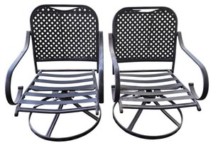 P - Outdoor Swivel Rocking Chairs - Hampton Bay Pair Without Cushions
