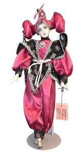 K - Collectible Porcelain Jester - Show-Stoppers Harlequin Figure With Stand