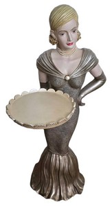DR - Decorative Art Deco Stylle Serving Statue With Appetizer & Drink Tray