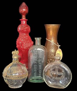K - Vintage Collectible Bottles - Poodle, Margarita Carafe & Liquor Bottles (Lot of 5)