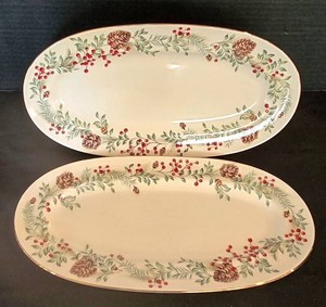 K - Serving Platters - Lenox Williamsburg Boxwood & Pine Pair