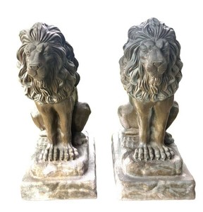 FY - Pair of Resin Lion Sculptures