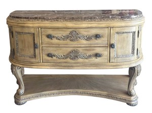 G - Schnadig Belmont Traditional Marble-Top Dining Buffet  Sideboard Console