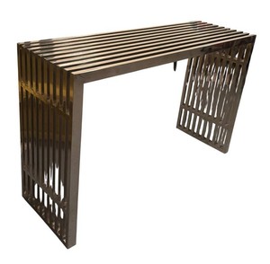 G - Mid-Century Modern Chrome Slat Console Table