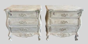 G - Pair of Vintage White Fine Furniture  Country French Provincial-Style Nightstands