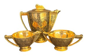 DR - Vintage Lady Hamilton Warner 22K Gold 3-Piece Tea Service