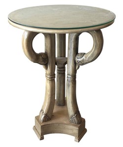 G - Sculptural Pedestal Table with Glass Top