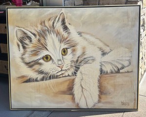 DR - Vintage Framed Feline Portrait by McPherson