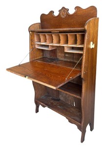 G - Antique Oak Secretary Desk