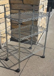 G - Utility Cart - Metal 3-Tier Rolling Wire Shelf