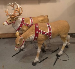 G - Blow Mold Reindeer Figurines Pair