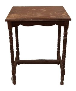 G - Antique Wooden Ring Turned-Leg Side Table