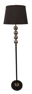 G - Floor Lamp with Black Drum Shade and Chrome Sphere Accents