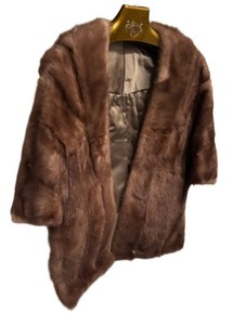 FC2 - Vintage Brown Fur Shrug with Satin Lining