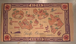 G - Vintage Hawaiian Islands Map Tapestry Rug