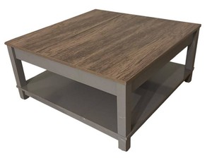 LLK - Plank Style Square Coffee Table with Lower Shelf