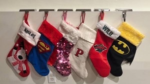 LLK - Set of 6 Festive Stockings Christmas Stockings & Hooks