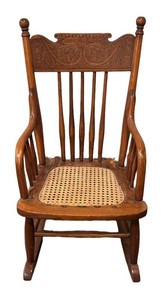 LLK - Vintage Childrens Caned Seat Rocking Chair