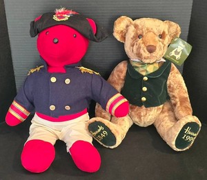 O - Vintage Teddy Bear Pair - Harrods & Napolean Bearaparte