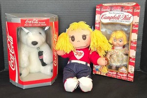 K - Collectible Plush & Dolls - Coca-Cola, Campbell Kid & Joy Mixed Lot