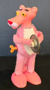 K - Vintage Wind-Up Pink Panther Cymbal Toy - United Artists Corp 9.5in