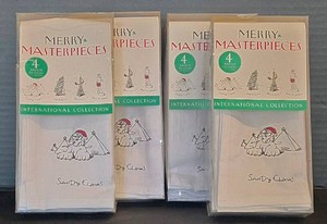 K - Vintage Cotton Napkins - Merry Masterpieces International Collection (Lot of 4)