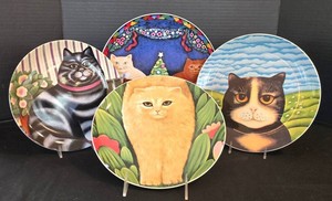 K - Cat Decorative Plates - Dept. 56 Martin Leman Designs (Lot of 4)