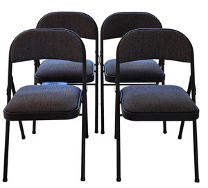 K - Folding Chairs - Sudden Comfort by Meco Black Lace Mist (Lot of 4)