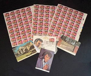 K - Vintage Elvis Presley Stamp Sheets & Graceland Postcards