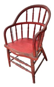 P - Vintage Red Turned-Spindle Chair