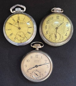 K - Vintage Pocket Watch Trio by Ingraham, Westclox & More