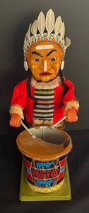 K - Vintage Nomura Brave Eagle Native American Drummer Toy