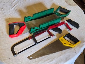 Craftsman, Masterforce, and Tool Shop Hand Saws with Miter Box and Hack Saw