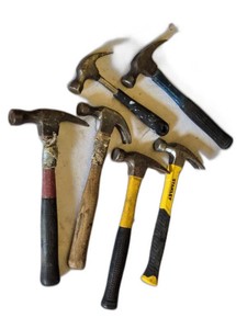 Lot of Hammers Including Stanley 16 oz Claw Hammer, Hardwood Handle Hammer and Others