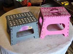 Plastic Step Stools - Grey and Pink