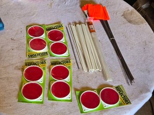 Reflectors and Survey Marking Stakes with Flags