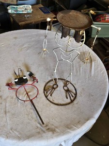 Metal Skeleton Plant Holder and Ladybug Garden Stakes