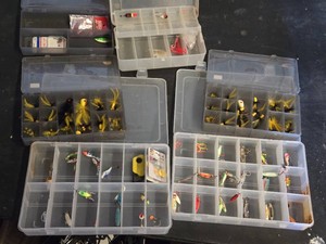 Large Lot of Fishing Lures and Organizer Boxes